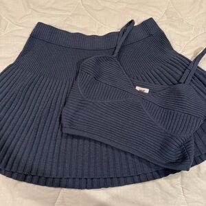 Aerie Blue Skater Mini Skirt Set